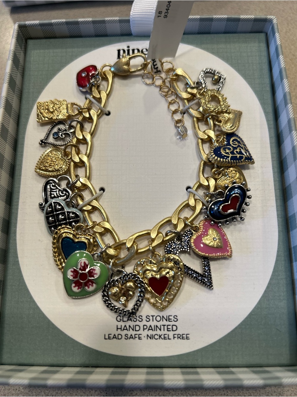 Piper-K Heart Charm Bracelet with heart clasp in box (NWT)TikTok Viral